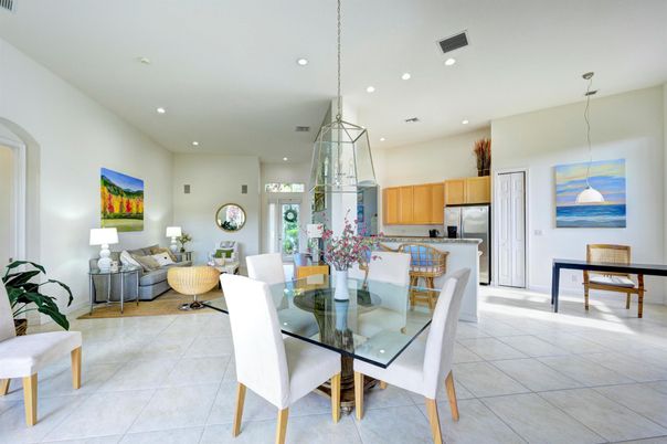Dining room, Interior, Kitchen, Living room, Pendant Lights, Recessed Lighting, Stainless Steel Appliances