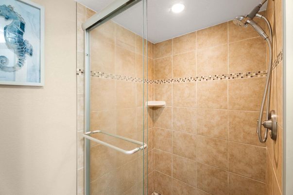 Bathroom, Glass Shower, Interior, Recessed Lighting