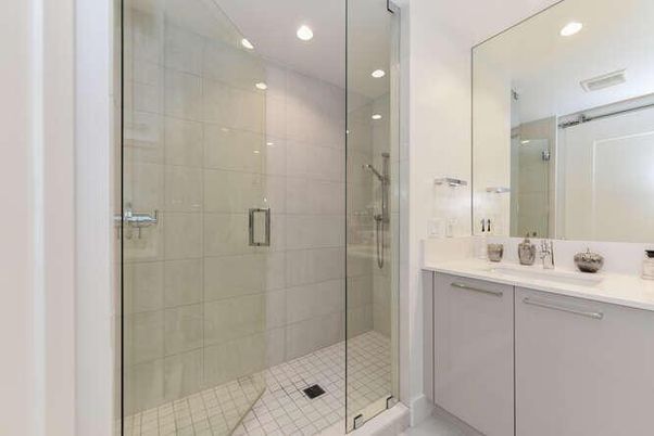 Bathroom, Glass Shower, Interior, Recessed Lighting