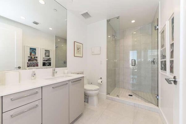 Bathroom, Dual Sink Vanities, Glass Shower, Interior, Recessed Lighting