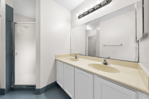 Bathroom, Dual Sink Vanities, Glass Shower, Interior