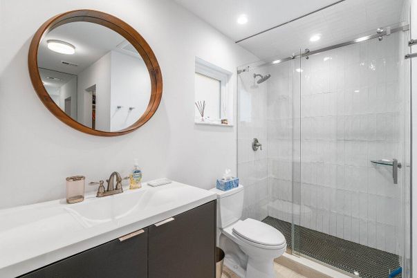 Bathroom, Glass Shower, Interior, Recessed Lighting