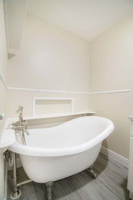 Bathroom, Free Standing Baths, Interior, Wood Texture Flooring