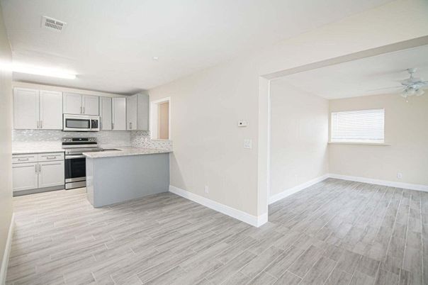 Interior, Kitchen, Stainless Steel Appliances, Wood Texture Flooring