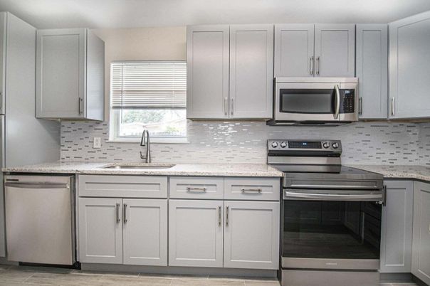 Interior, Kitchen, Stainless Steel Appliances, Wood Texture Flooring