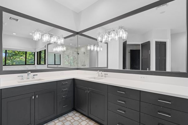 Bathroom, Dual Sink Vanities, Glass Shower, Interior, Recessed Lighting