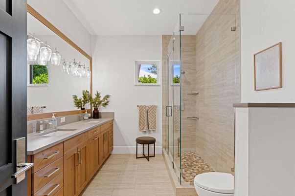 Bathroom, Glass Shower, Interior, Recessed Lighting