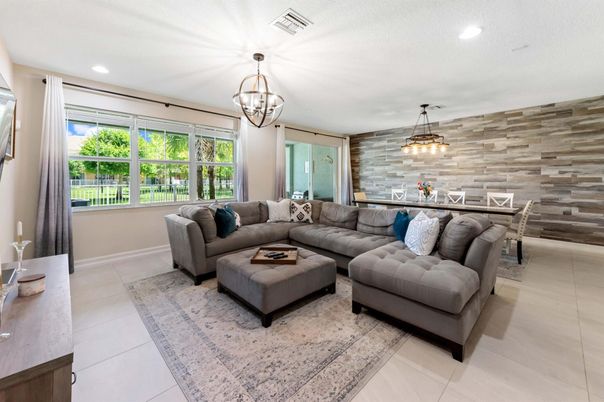 Dining room, Interior, Living room, Pendant Lights, Recessed Lighting, Wooden Walls