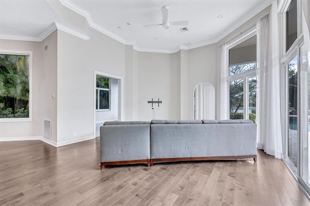 Interior, Living room, Recessed Lighting, Wood Texture Flooring
