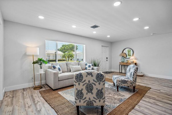 Interior, Living room, Recessed Lighting, Wood Texture Flooring