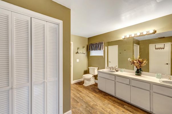 Bathroom, Dual Sink Vanities, Interior, Wood Texture Flooring