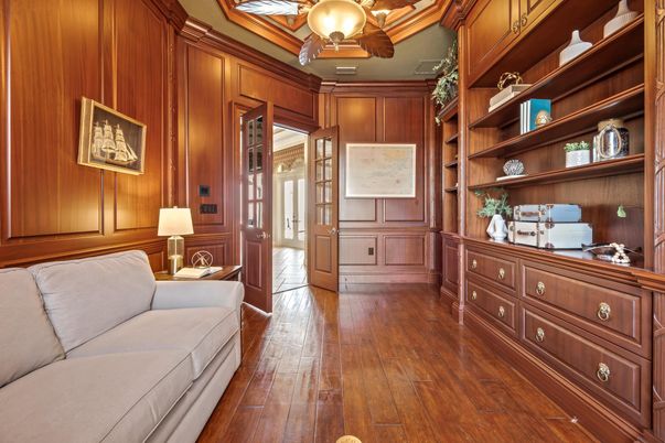 Home Office, Interior, Wood Texture Flooring, Wooden Walls
