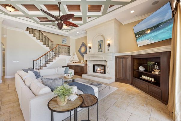 Fireplace, Interior, Living room, Recessed Lighting