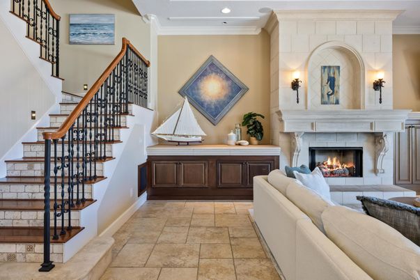Fireplace, Interior, Living room, Recessed Lighting