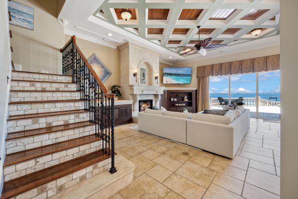 Fireplace, Interior, Living room, Recessed Lighting, Water