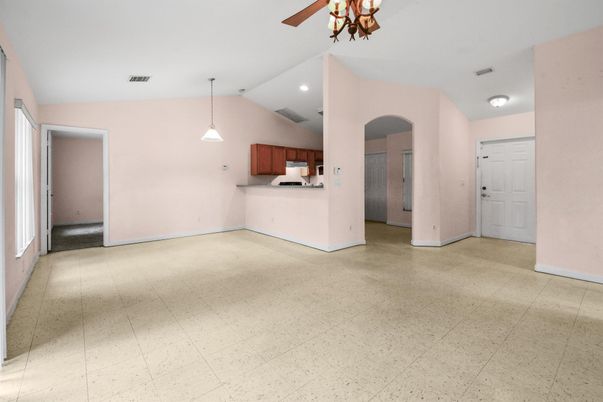 Empty room, Interior, Kitchen, Pendant Lights, Recessed Lighting
