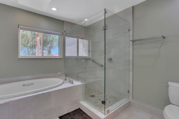 Bathroom, Glass Shower, Interior, Recessed Lighting
