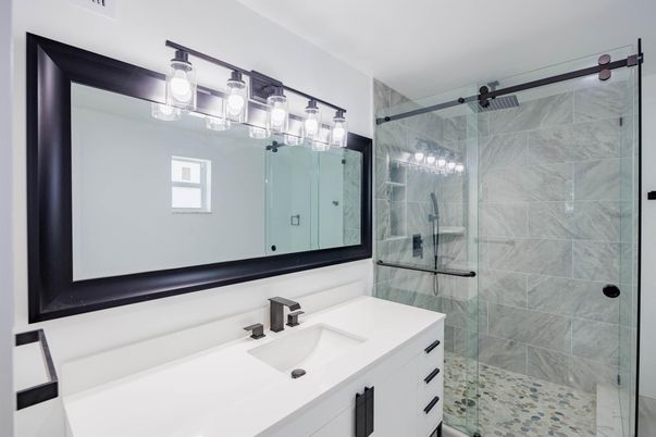 Bathroom, Glass Shower, Interior, Marble Walls