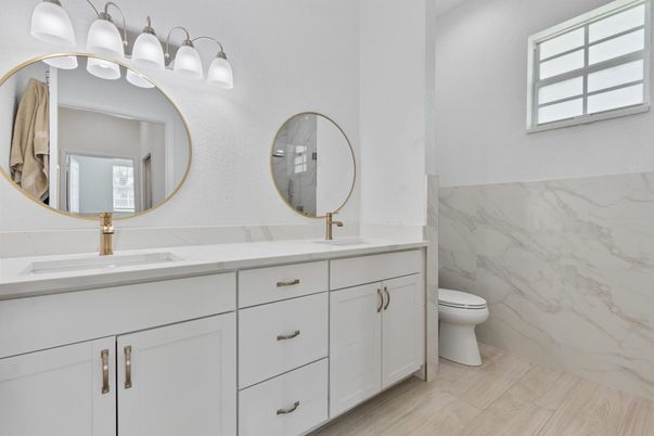 Bathroom, Dual Sink Vanities, Interior, Marble Walls