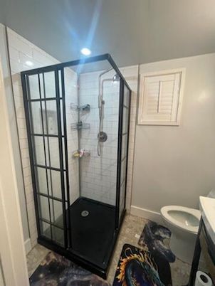Bathroom, Glass Shower, Interior, Recessed Lighting