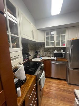 Interior, Kitchen, Stainless Steel Appliances, Wood Texture Flooring