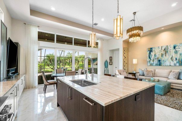 Chandelier, Dining room, Interior, Kitchen, Living room, Marble, Pendant Lights, Recessed Lighting
