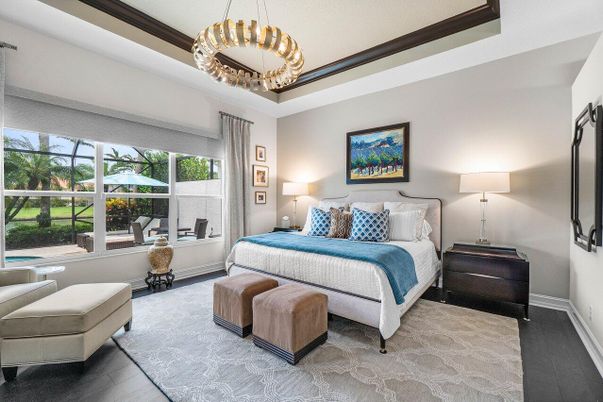 Bedroom, Interior, Pendant Lights, Wood Texture Flooring