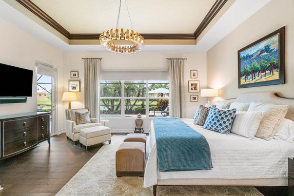 Bedroom, Interior, Pendant Lights, Wood Texture Flooring