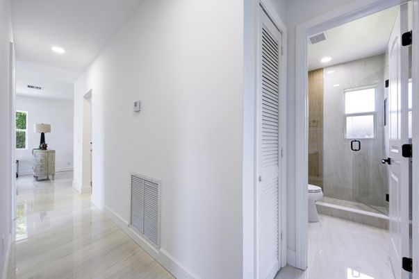 Bathroom, Glass Shower, Interior, Recessed Lighting