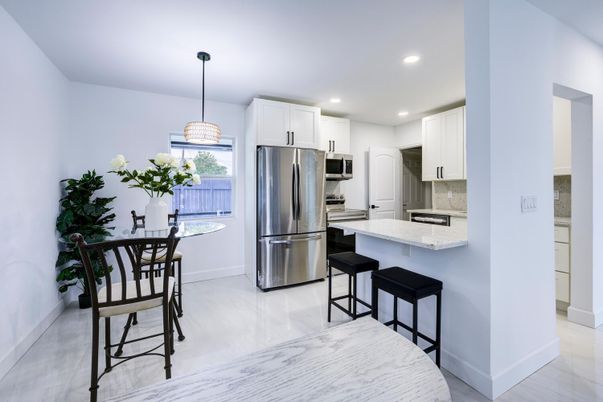 Interior, Kitchen, Marble, Pendant Lights, Recessed Lighting, Stainless Steel Appliances