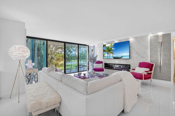 Fireplace, Interior, Living room, Marble Walls, Recessed Lighting