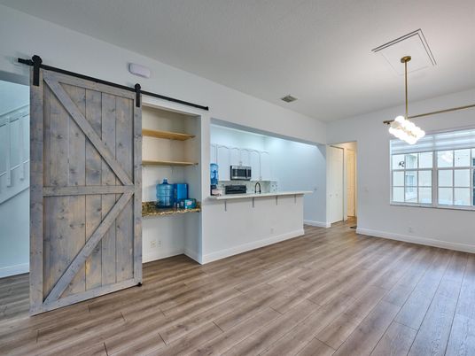 Empty room, Interior, Pendant Lights, Wood Texture Flooring