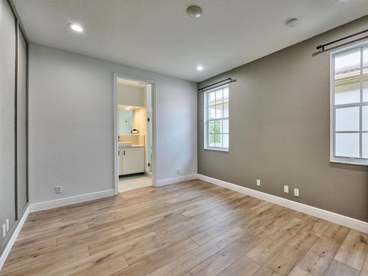 Bathroom, Empty room, Interior, Recessed Lighting, Wood Texture Flooring