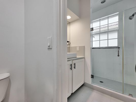 Bathroom, Glass Shower, Interior, Recessed Lighting