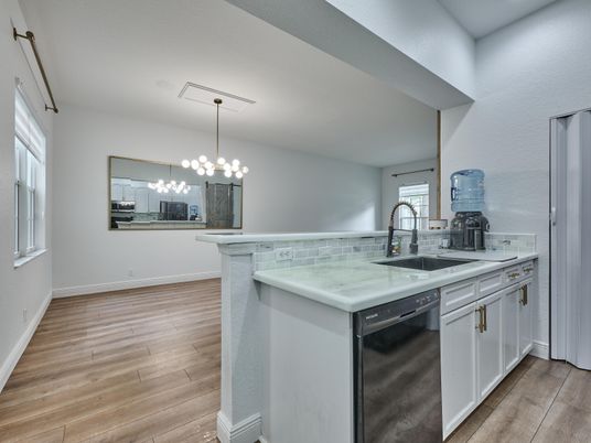 Interior, Kitchen, Pendant Lights, Wood Texture Flooring