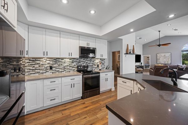Interior, Kitchen, Recessed Lighting, Wood Texture Flooring