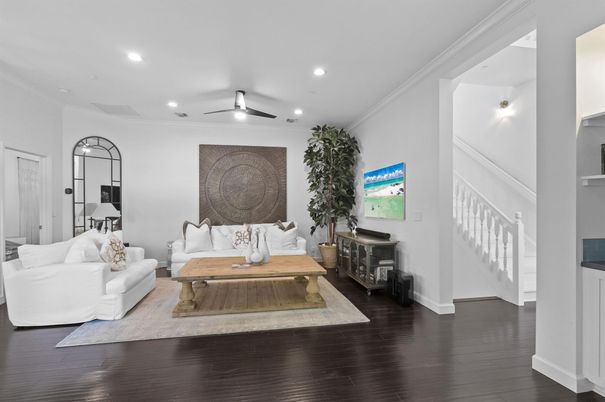 Interior, Living room, Recessed Lighting, Wood Texture Flooring