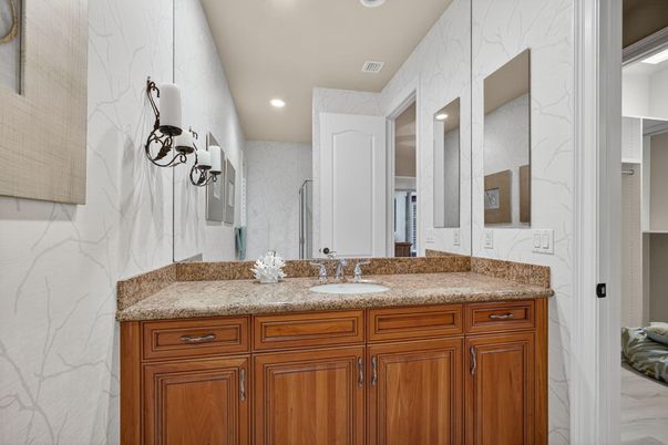Bathroom, Interior, Marble Walls, Recessed Lighting