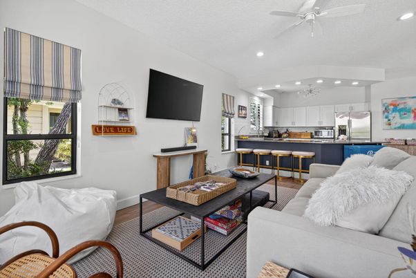 Interior, Kitchen, Living room, Recessed Lighting, Stainless Steel Appliances, Wood Texture Flooring
