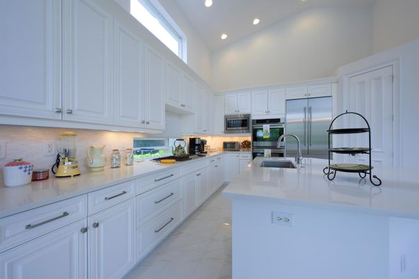 Interior, Kitchen, Marble, Recessed Lighting, Stainless Steel Appliances