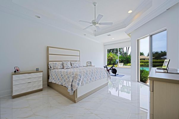 Bedroom, Interior, Marble, Recessed Lighting
