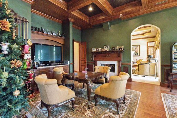 Fireplace, Interior, Recessed Lighting, Wooden Beams, Wooden Ceilings, Wood Texture Flooring