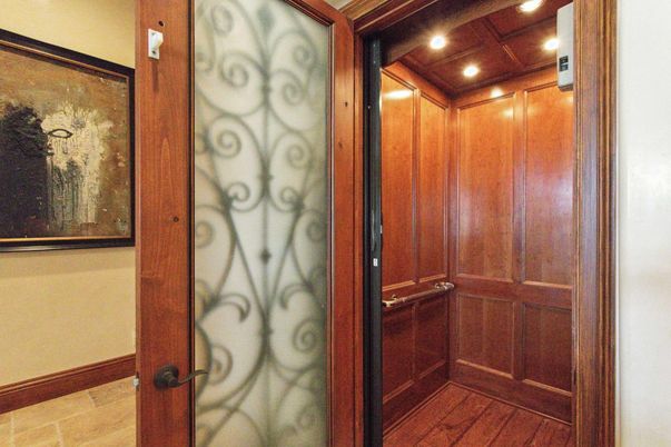 Elevator, Interior, Recessed Lighting, Wooden Ceilings, Wood Texture Flooring, Wooden Walls