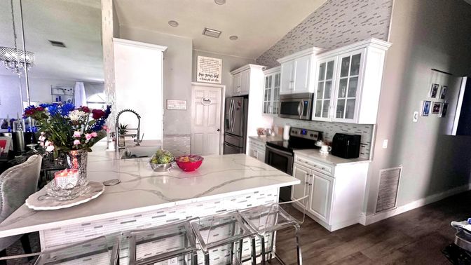 Interior, Kitchen, Recessed Lighting, Wood Texture Flooring