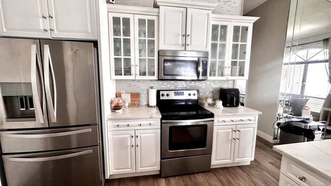 Interior, Kitchen, Stainless Steel Appliances, Wood Texture Flooring
