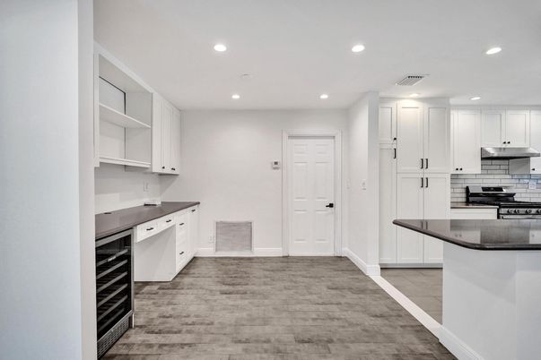 Interior, Kitchen, Recessed Lighting, Wood Texture Flooring