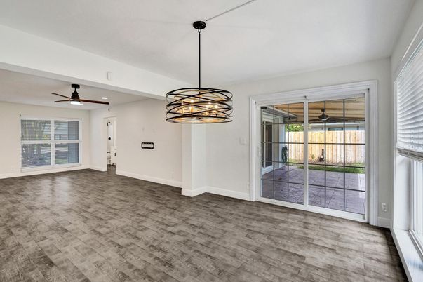 Empty room, Interior, Pendant Lights, Recessed Lighting, Wood Texture Flooring