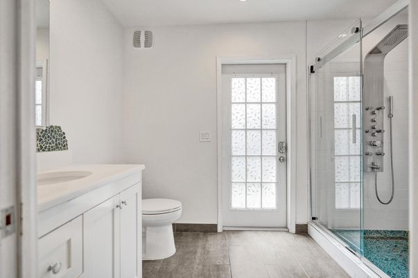 Bathroom, Glass Shower, Interior, Recessed Lighting