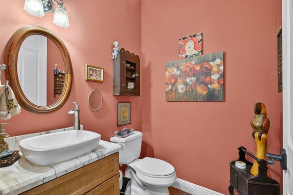 Bathroom, Interior, Tile Countertops, Wood Texture Flooring