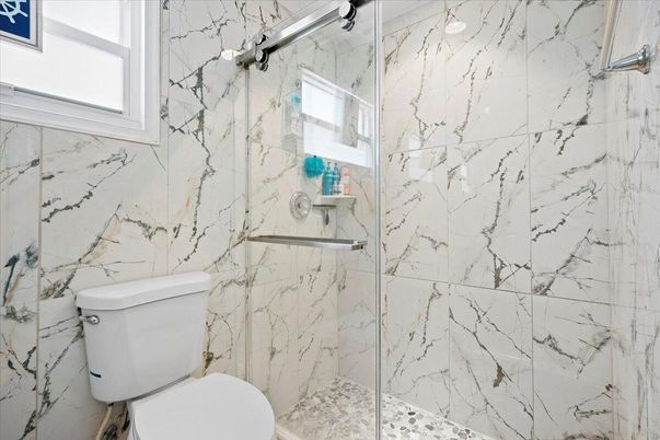Bathroom, Glass Shower, Interior, Marble Walls